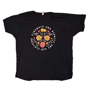 Christian Graphic T-Shirt Small Strength and Dignity Floral Bible Verse Womens